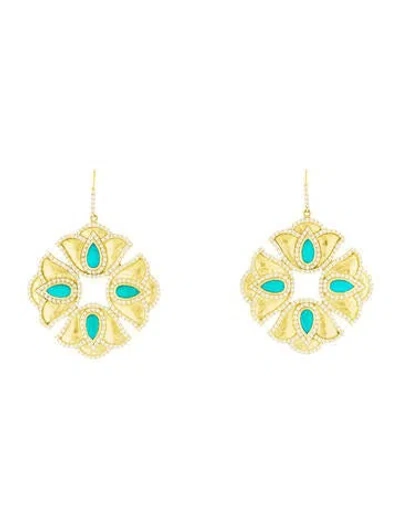 Pre-owned Amrapali 18k 2.41ctw Diamond & Resin Kaliyana Lotus Drop Earrings In Multi