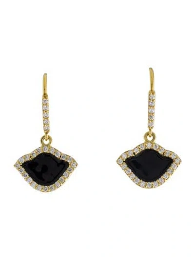 Pre-owned Amrapali 18k Diamond & Enamel Nalika Lotus Drop Earrings In Multi