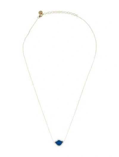 Pre-owned Amrapali 18k Diamond & Enamel Pendant Necklace, 18" In Blue