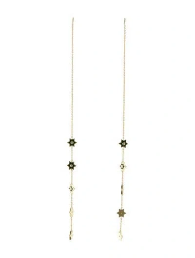 Pre-owned Amrapali 18k Diamond & Enamel Star Drop Earrings In Multi