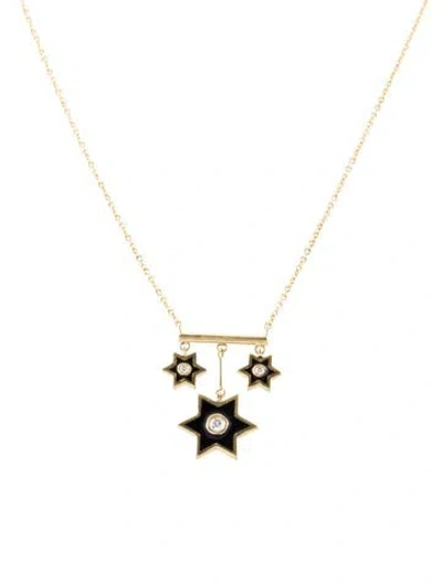 Pre-owned Amrapali 18k Diamond & Enamel Star Drop Pendant Necklace, 18" In Multi