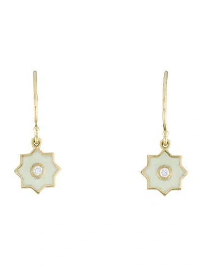 Pre-owned Amrapali 18k Diamond Enamel Starburst Earrings In White