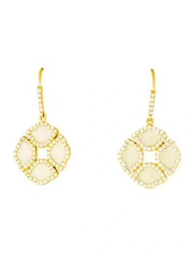 Pre-owned Amrapali 18k Diamond Manjari Lotus Enamel Earrings In Multi