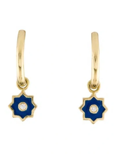 Pre-owned Amrapali 18k Enamel & Diamond Drop Earrings In Blue