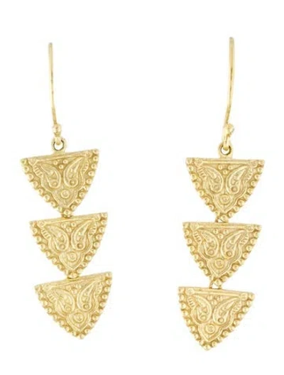 Pre-owned Amrapali 18k Triangle Triple Drop Earrings In Multi