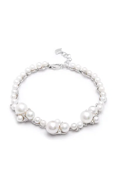 Amrapali 18k White Gold Lily Bracelet With Pearls And Diamonds