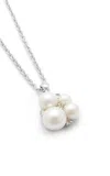 Amrapali 18k White Gold Lily Necklace With Pearls And Diamonds