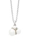 Amrapali 18k White Gold Lily Necklace With Pearls And Diamonds