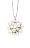 Amrapali 18k White Gold Lily Necklace With Pearls And Diamonds