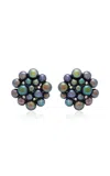 Amrapali 18k White Gold With Black Rhodium Midnight Lily Earrings With Pearls And Diamonds