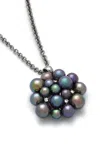 Amrapali 18k White Gold With Black Rhodium Midnight Lily Necklace With Pearls And Diamonds