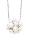 Amrapali Big 18k White Gold Lily Necklace With Pearls And Diamonds