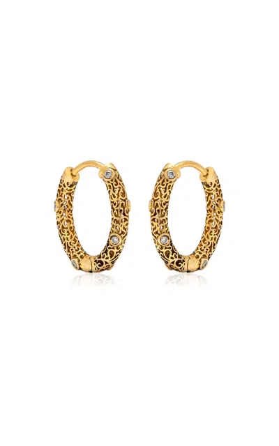 Amrapali Jali 18k Yellow Gold Diamond Hoop Earrings