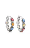 Amrapali Mini Rajasthan 18k White Gold Sapphire Hoop Earrings In Multi
