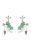 Amrapali Morni 14k Yellow Gold And Silver Multi-stone Earrings In Green