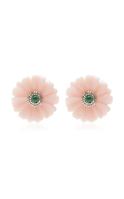 Amrapali Morni 14k Yellow Gold And Silver Multi-stone Stud Earrings In Pink