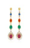 Amrapali Navratna 18k Yellow Gold Earrings In Multicolor