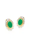 Amrapali Navratna 18k Yellow Gold Emerald Earrings In Gold/emerald