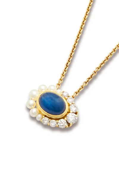 Amrapali Navratna 18k Yellow Gold Sapphire Necklace In Blue