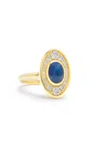 Amrapali Navratna 18k Yellow Gold Sapphire Ring In Gold/blue Sapphire