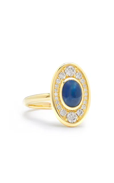 Amrapali Navratna 18k Yellow Gold Sapphire Ring In Gold/blue Sapphire