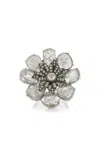 Amrapali One Of A Kind 18k White Gold Large Flower Diamond Ring In Grey