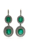 Amrapali One-of-a-kind Rajasthan 18k Yellow Gold; Black Rhodium Emerald Earrings In Green
