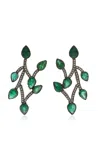 Amrapali One-of-a-kind Rajasthan 18k Yellow Gold; Black Rhodium Emerald Earrings In Green