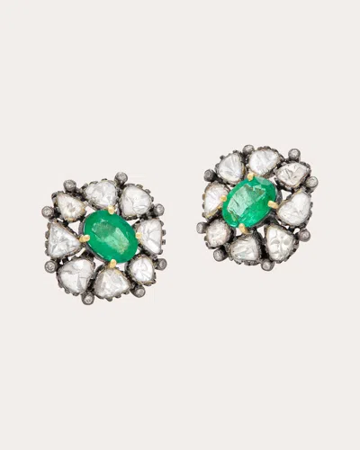 Amrapali Women's Diamond & Emerald 18k Gold Ramadan Stud Earrings In Gold/emerald