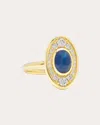 Amrapali Navratna 18k Yellow Gold Sapphire Ring In Gold/blue Sapphire