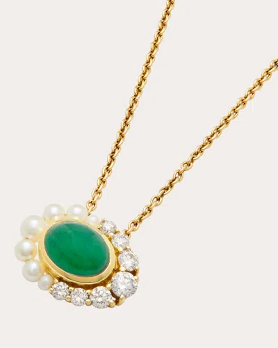 Amrapali Women's Emerald & Pearl 18k Gold Navratna Pendant Necklace In Metallic