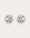 Amrapali 18k White Gold Lily Earrings With Pearls And Diamonds In White