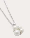 Amrapali 18k White Gold Lily Necklace With Pearls And Diamonds In White