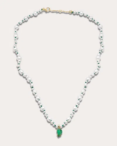 Amrapali Women's Muna 18k Gold Pearl And Emerald Pendant Necklace In Green