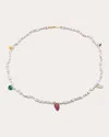 Amrapali Women's Muna 18k Gold Pearl And Multi-stone Necklace In White