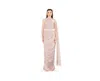 Amri Asymmetric Cutout Ruched Dress With Single Cape Sleeve