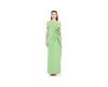 Amri Bardot Neckline Floral Applique Pleated Gown