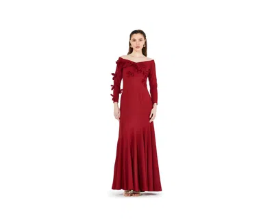 Amri Women's Off-the-shoulder Floral Embellished Flary Gown