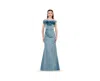 Amri Women's Organza Floral Detail Pleated Satin Gown