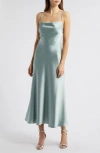 Amsale Andy Satin Midi Cocktail Dress In Blue