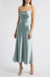 Amsale Andy Satin Midi Cocktail Dress In Blue