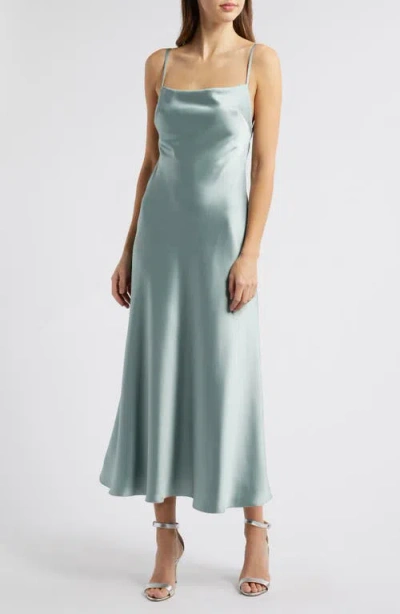 Amsale Andy Satin Midi Cocktail Dress In Jade