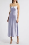 Amsale Andy Satin Midi Cocktail Dress In Blue