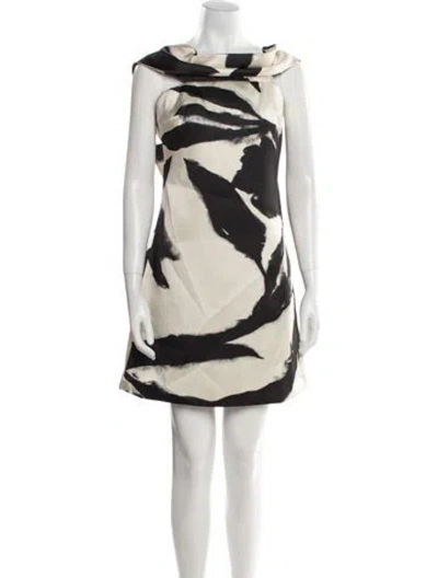 Pre-owned Amsale Animal Print Mini Dress In Neutral