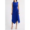 Amsale Asymmetric Hem Sleeveless Dress In Cobalt