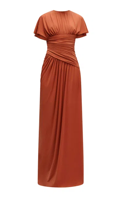 Amsale Asymmetric Jersey Gown In Orange