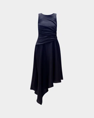Amsale Asymmetric Sleeveless Midi Dress In Blue