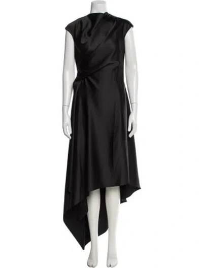 Pre-owned Amsale Asymmetrical Long Dress In Black