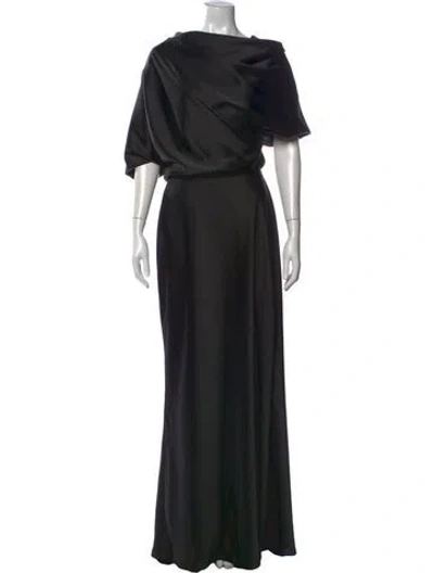 Pre-owned Amsale Asymmetrical Long Dress In Black