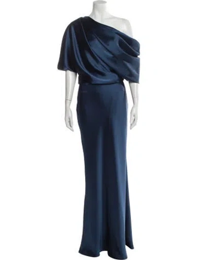 Pre-owned Amsale Asymmetrical Long Dress In Blue